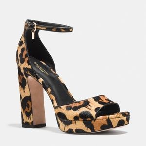 COACH Margharita Calf Hair Leopard Chunky Heels